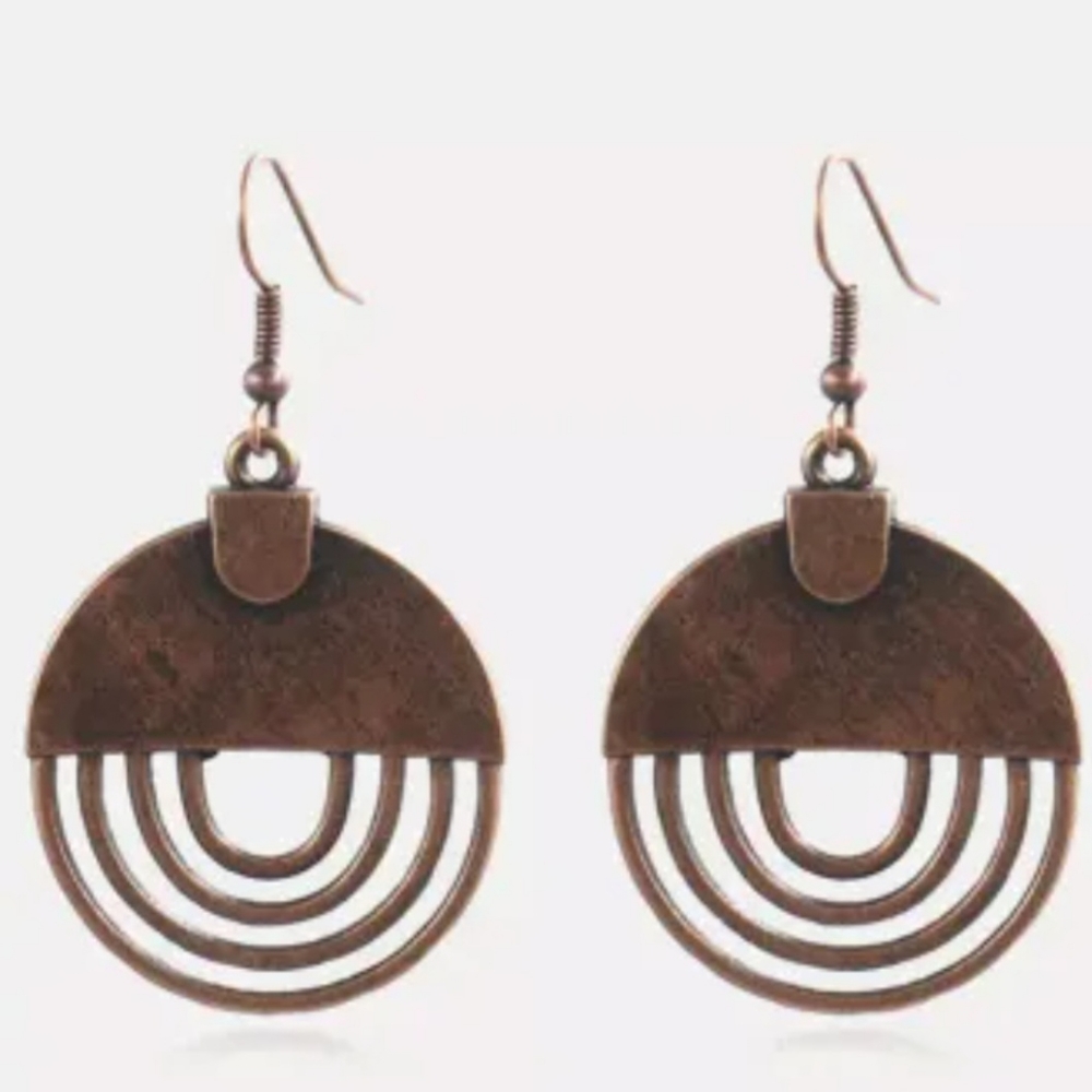 Brown Vintage Hollow Out Dangle Hook Earrings - Picture 3 of 4